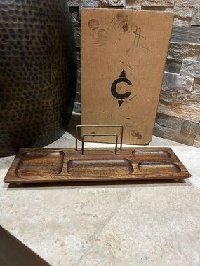 vintage wood and brass dresser valet organizer
